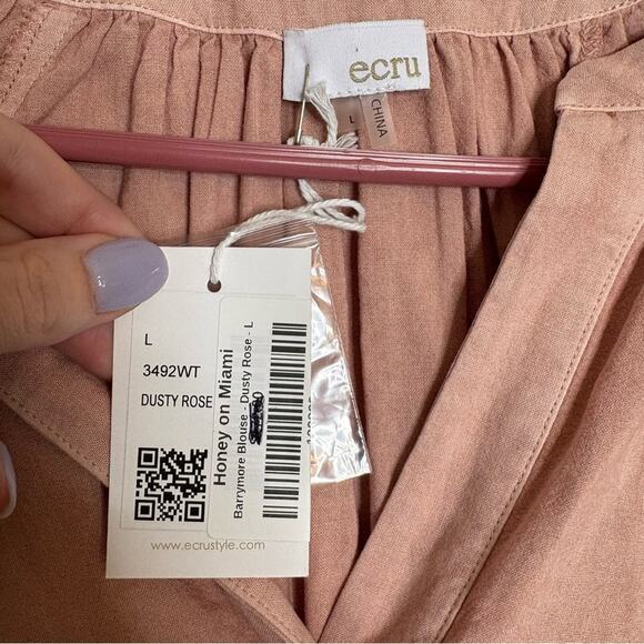 NWT ECRU Barrymore Button Accent Long Sleeve Shirt in Dusty Rose Pink Large - Picture 5 of 7